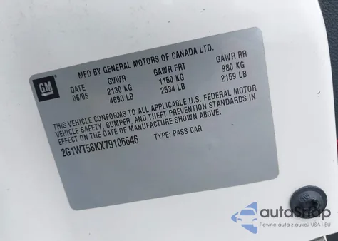 2007 Chevrolet Impala Lt z USA, uszkodzony, nr VIN 2G1WT58KX79106646